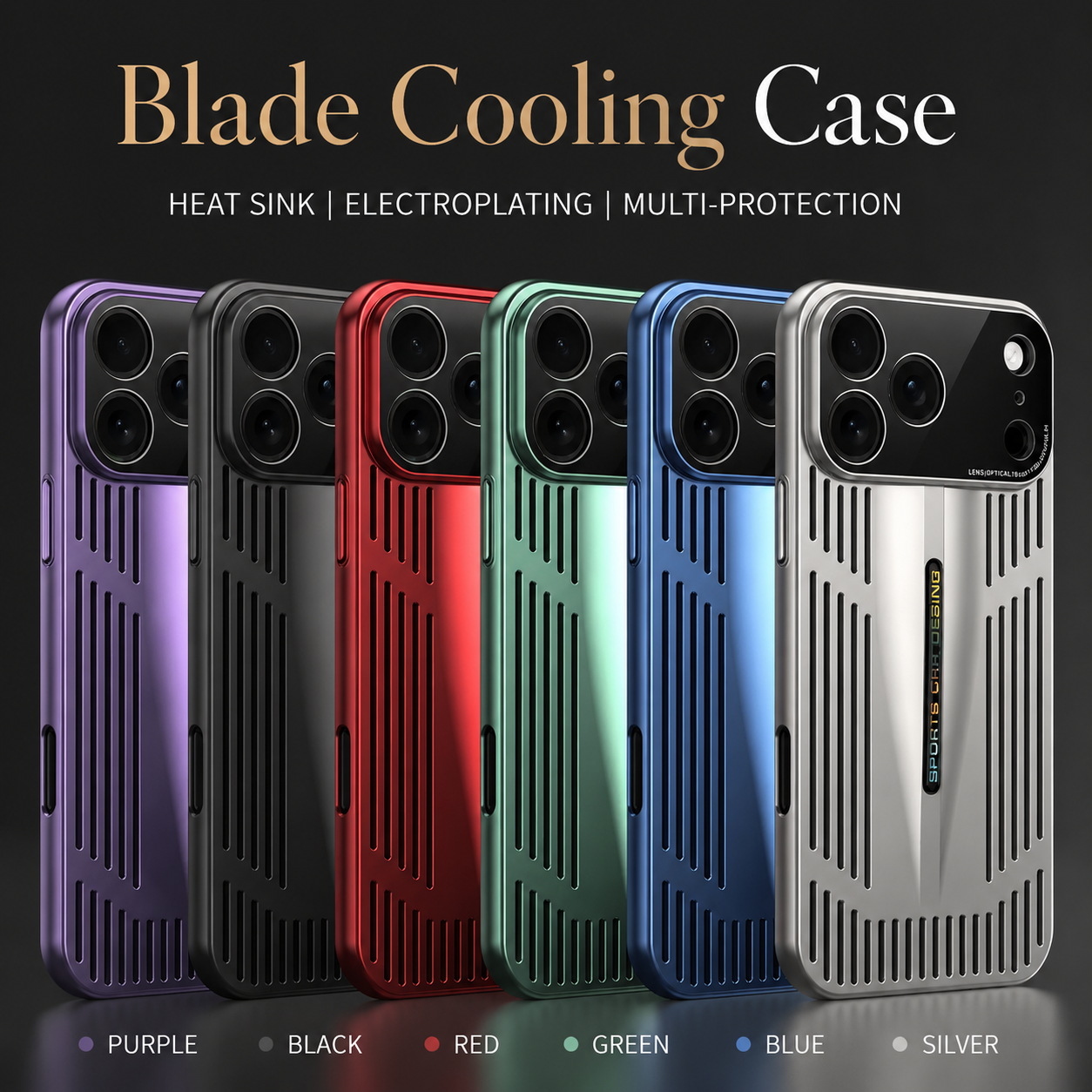 Premium iPhone Case Cooling Protective Cover Shockproof PC TPU Anti Scratch Anti Fingerprint Heat Dissipation Non Slip Slim Full Coverage