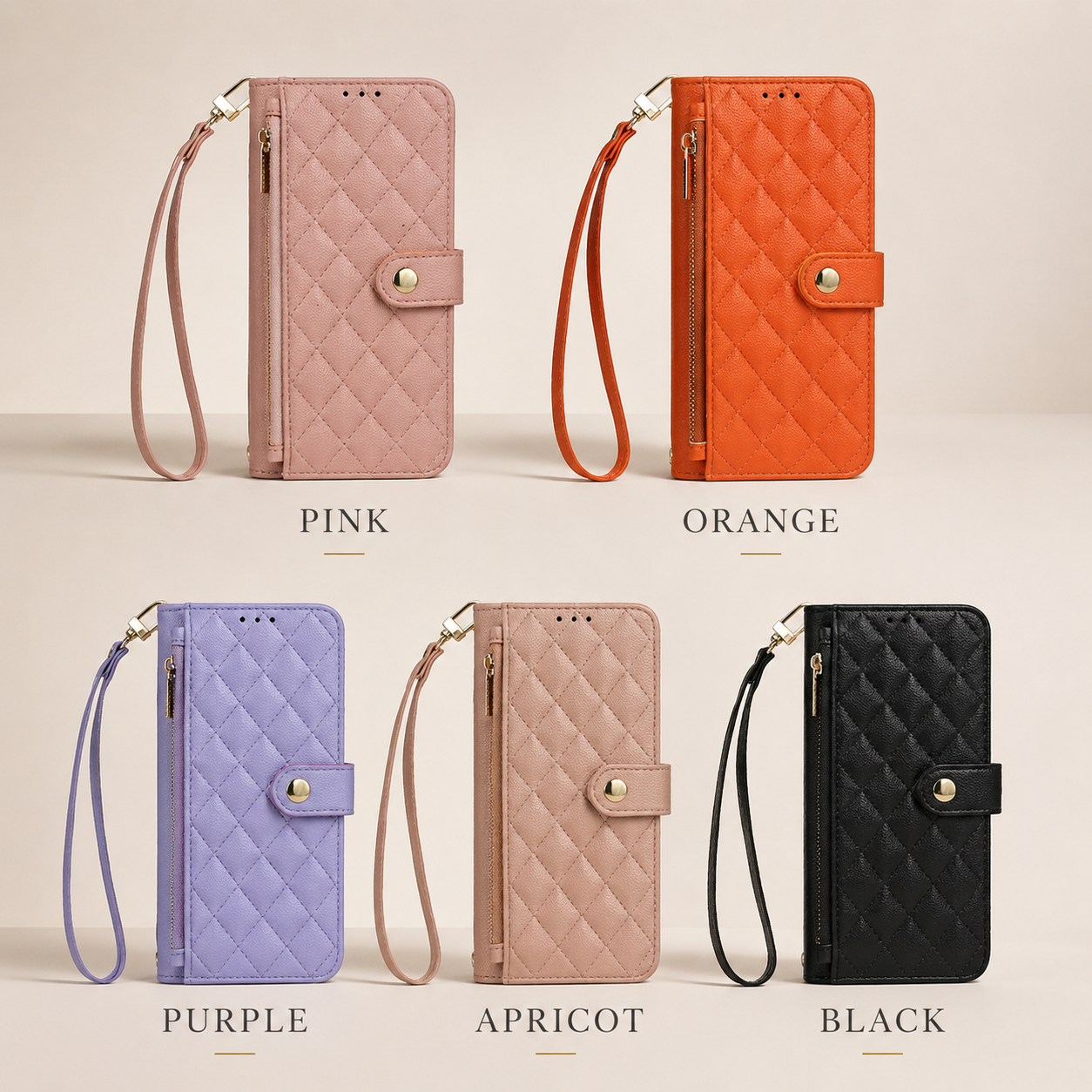 Premium iPhone Case Crossbody Leather Wallet Cover Card Holder Lanyard Strap Camera Lens Protection Anti Scratch Non Slip Protective PU Design
