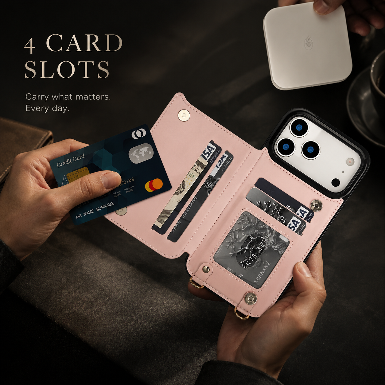 Premium iPhone Case Crossbody Leather Wallet Cover RFID Card Holder Zipper Pocket Lanyard Strap Shockproof Anti Fingerprint Protective Design