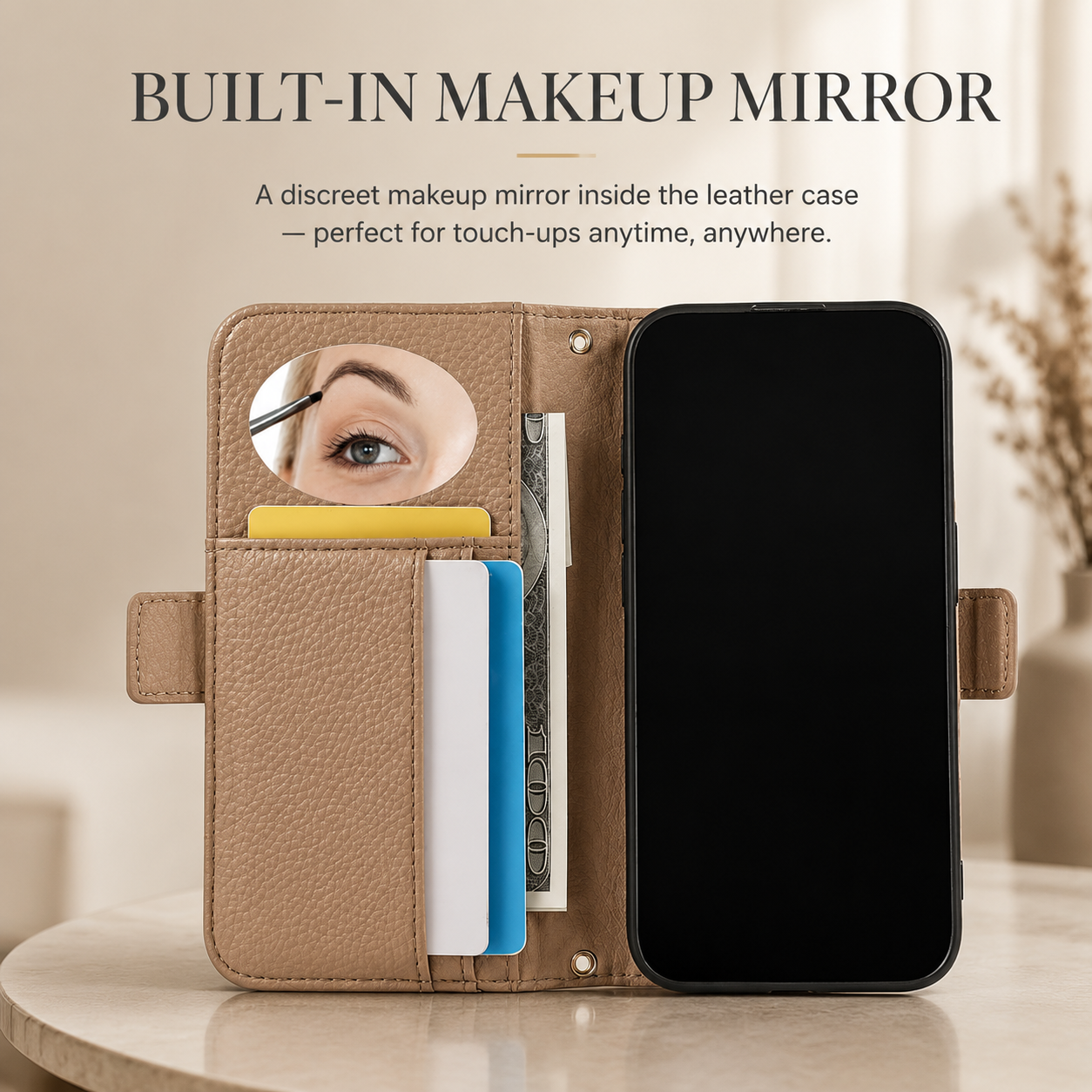 Premium iPhone Case Crossbody Wallet Cover PU Leather Zipper Card Holder Strap Shockproof Magnetic Closure Protective Full Coverage Design