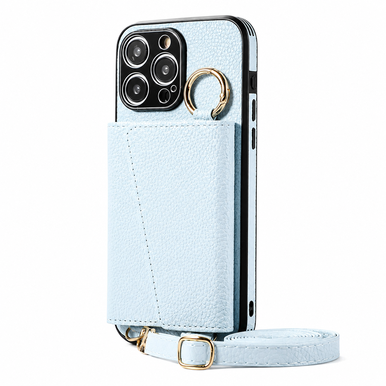 Premium iPhone Case Crossbody Wallet Leather Cover MagSafe Compatible Card Holder Strap Finger Ring Stand Shockproof Protective Case Full Coverage Design