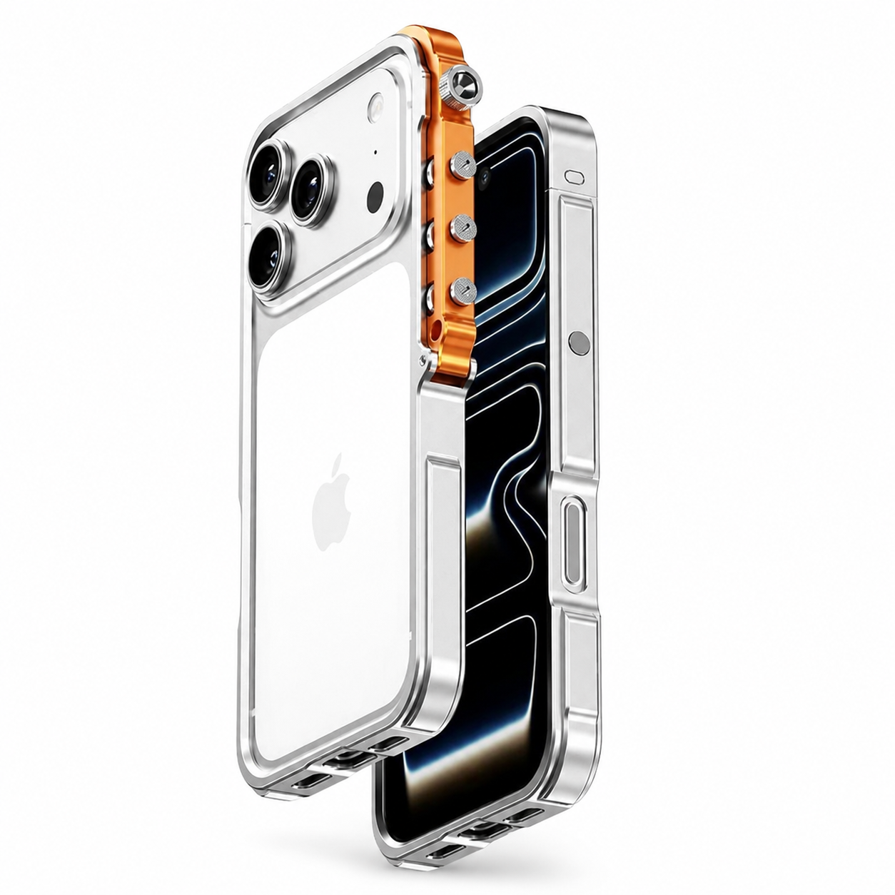 Premium iPhone Case Cyberpunk Aluminum Alloy Mechanical Bumper Metal Frame Shockproof Heavy Duty Camera Lens Protection Protective Design