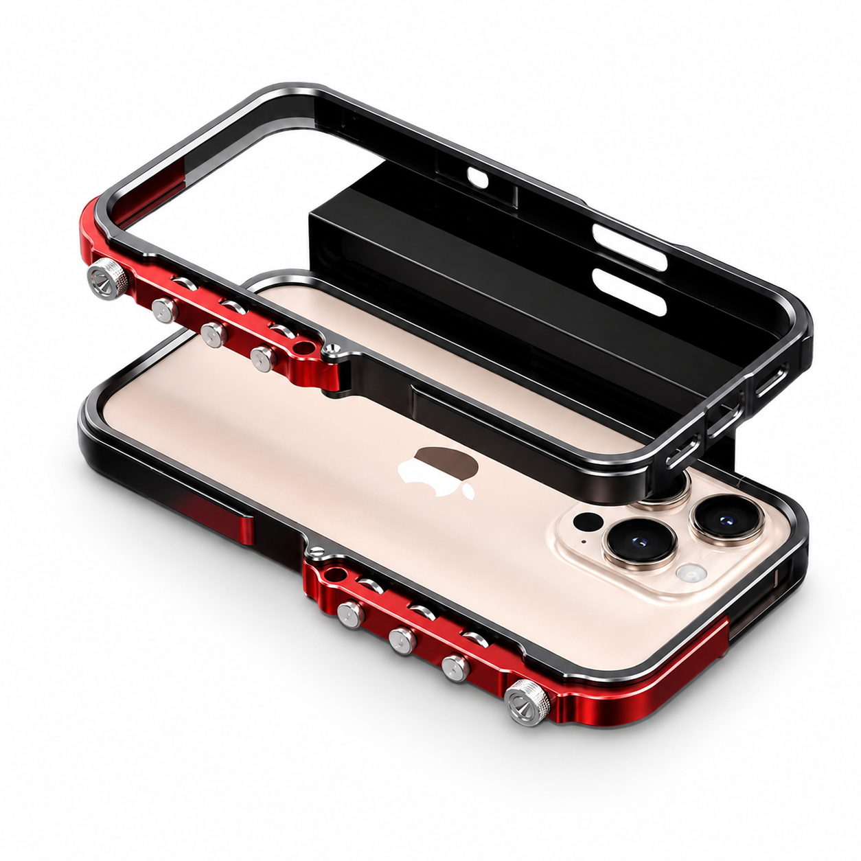 Premium iPhone Case Cyberpunk Aluminum Alloy Mechanical Bumper Metal Frame Shockproof Heavy Duty Camera Lens Protection Protective Design