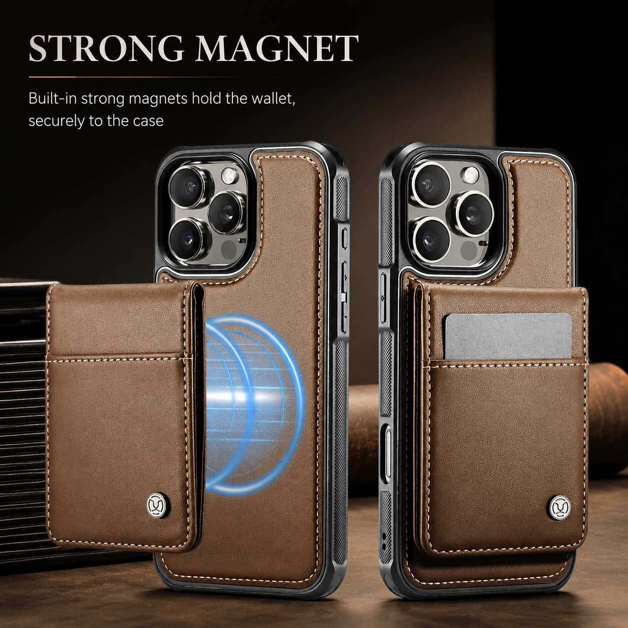 Premium iPhone Case Detachable Magnetic Leather Wallet Cover Card Slot Holder Kickstand Shockproof Anti Fingerprint Protective Design Slim Durable