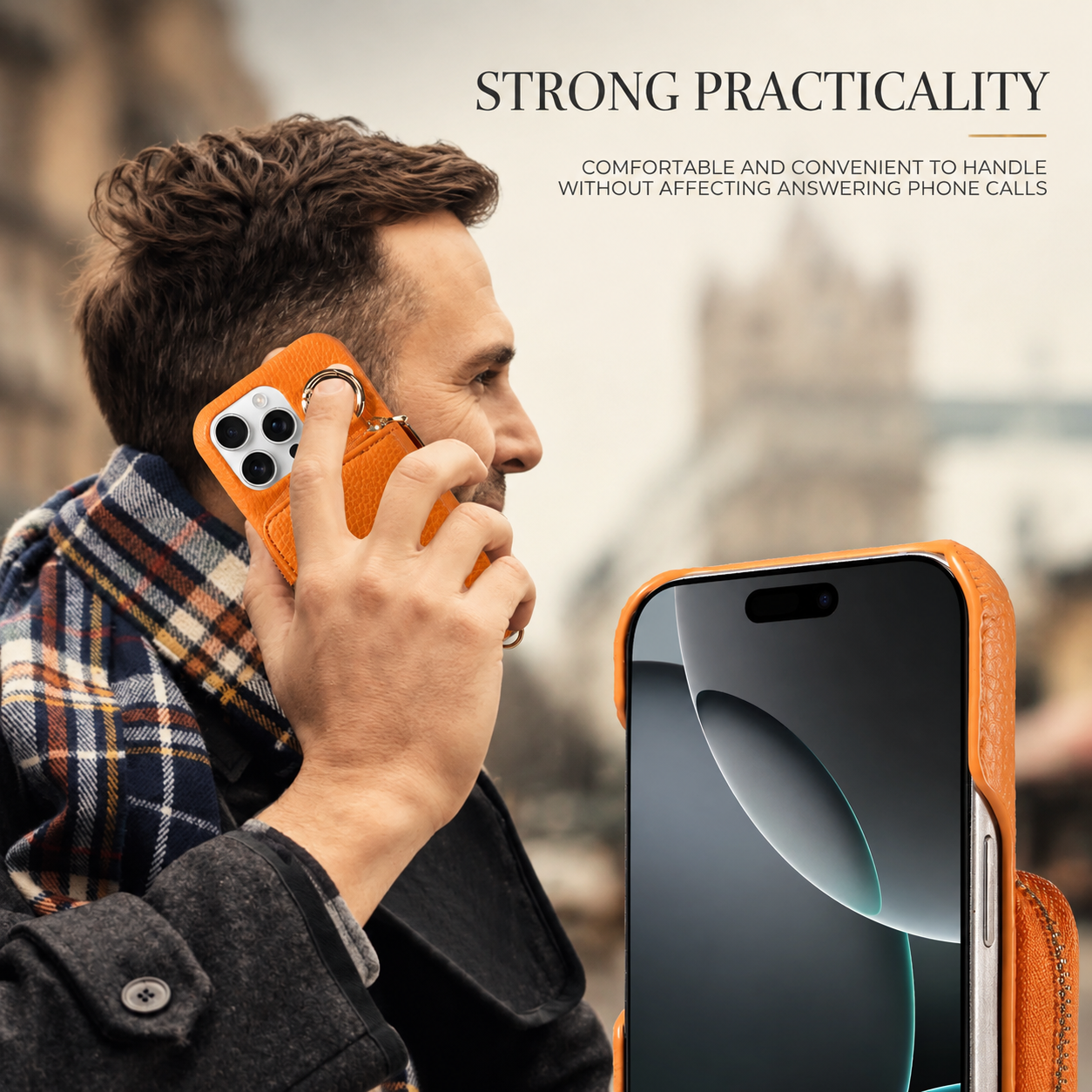 Premium iPhone Case Faux Leather Crossbody Wallet Cover Card Holder Ring Stand Shockproof Anti Scratch Protective Case Lanyard Full Coverage