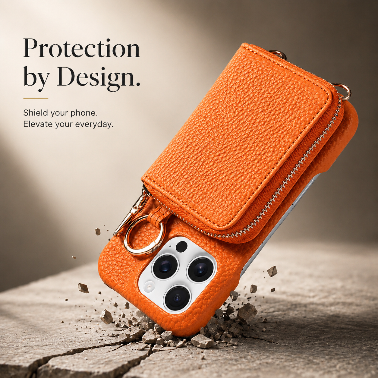 Premium iPhone Case Faux Leather Wallet Cover Card Holder Crossbody Strap Ring Holder Shockproof Protective Full Coverage Slim Design