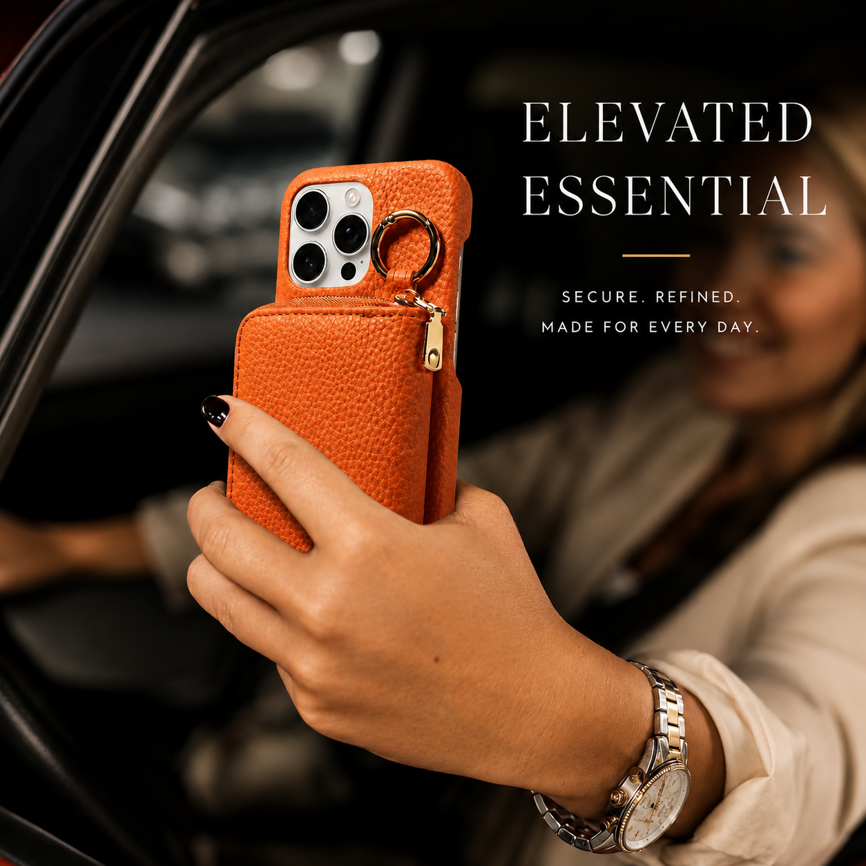 Premium iPhone Case Faux Leather Wallet Cover Card Holder Crossbody Strap Ring Holder Shockproof Protective Full Coverage Slim Design
