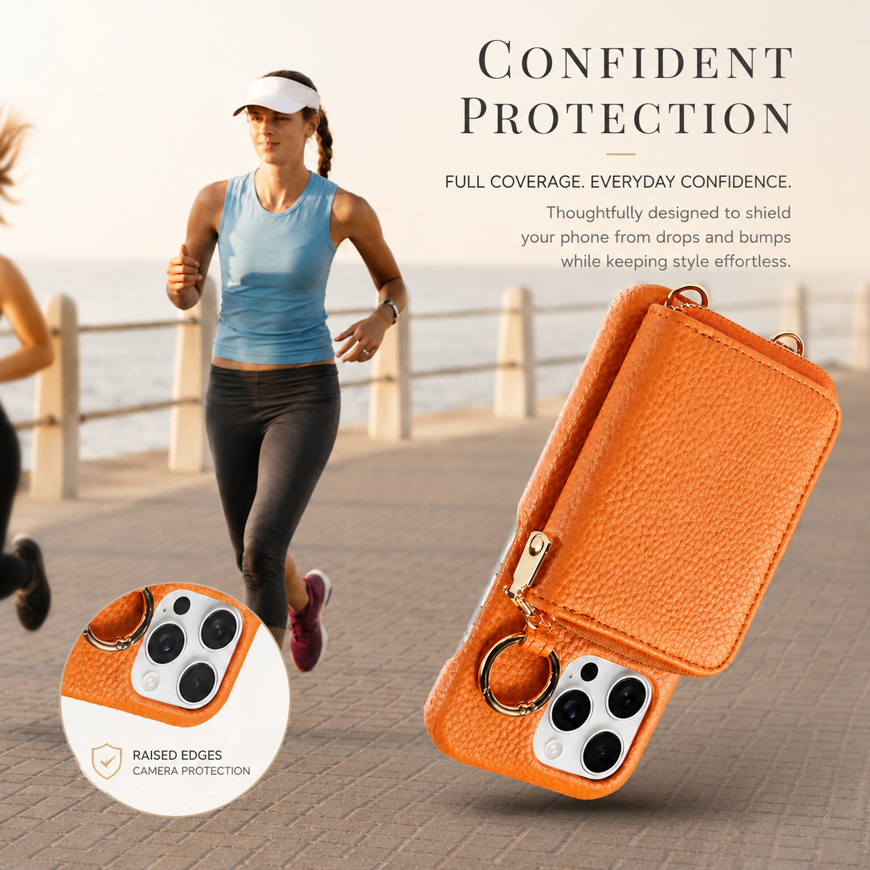 Premium iPhone Case Faux Leather Wallet Cover Card Holder Crossbody Strap Ring Holder Shockproof Protective Full Coverage Slim Design