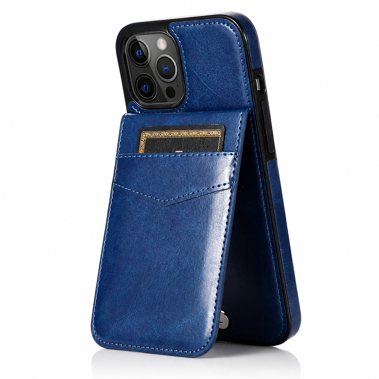 Premium iPhone Case Flip Wallet Cover Leather Card Holder with Stand Shockproof Anti Fingerprint Protective Design Full Access Slim Durable Magnetic Closure