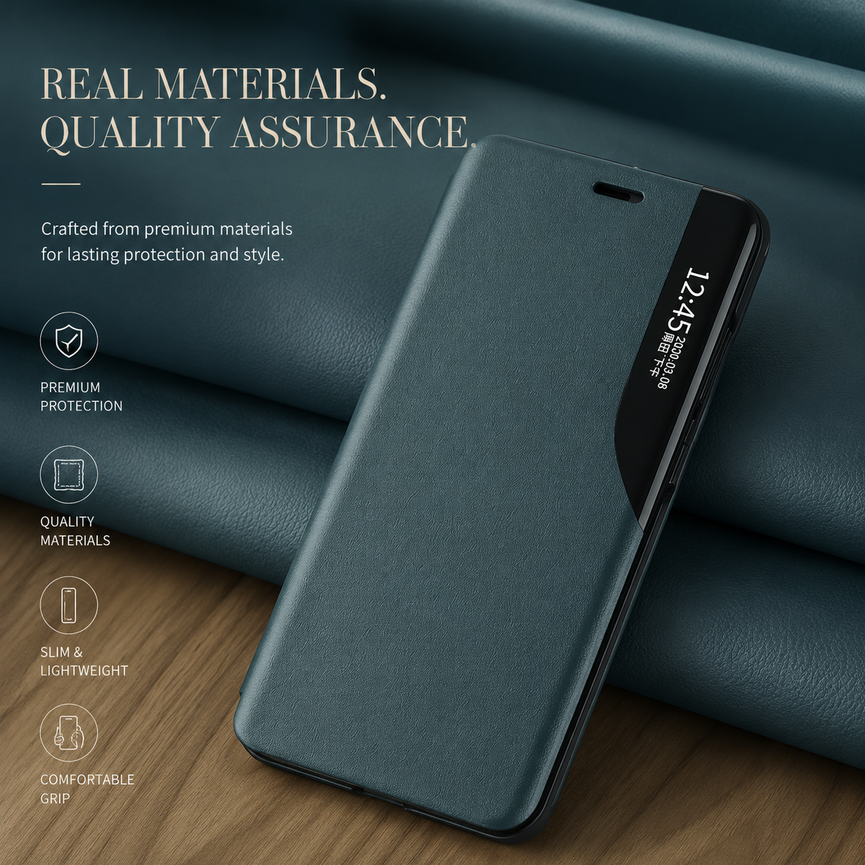 Premium iPhone Case Flip Wallet Stand Cover PU Leather MagSafe Compatible Card Holder Shockproof Protective Magnetic Closure Full Coverage Design
