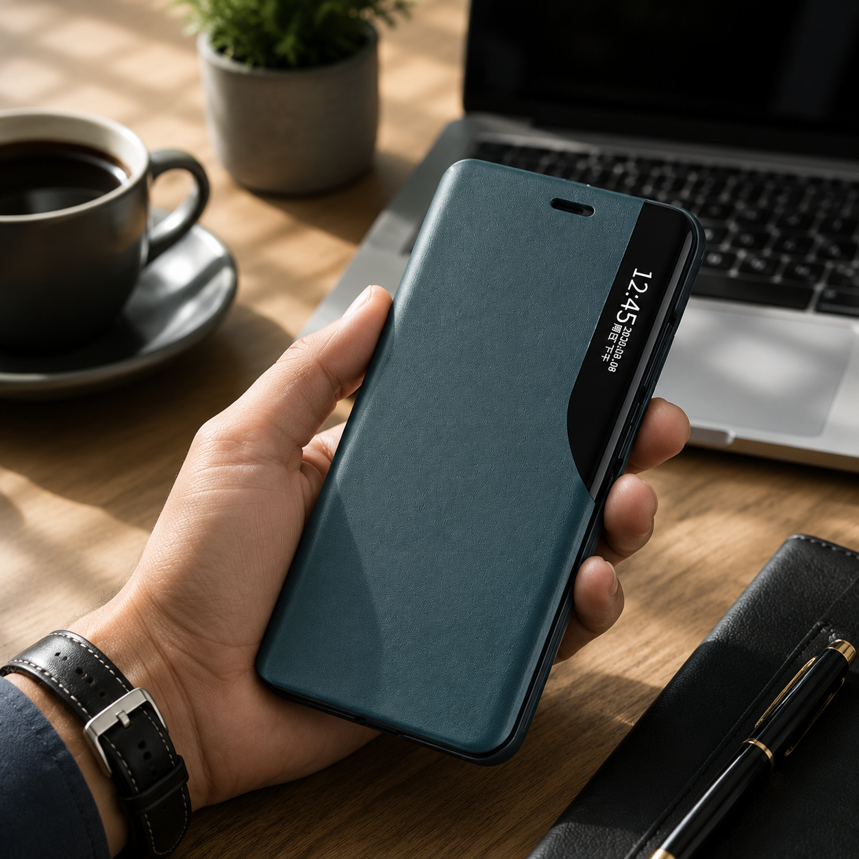 Premium iPhone Case Flip Wallet Stand Cover PU Leather MagSafe Compatible Card Holder Shockproof Protective Magnetic Closure Full Coverage Design