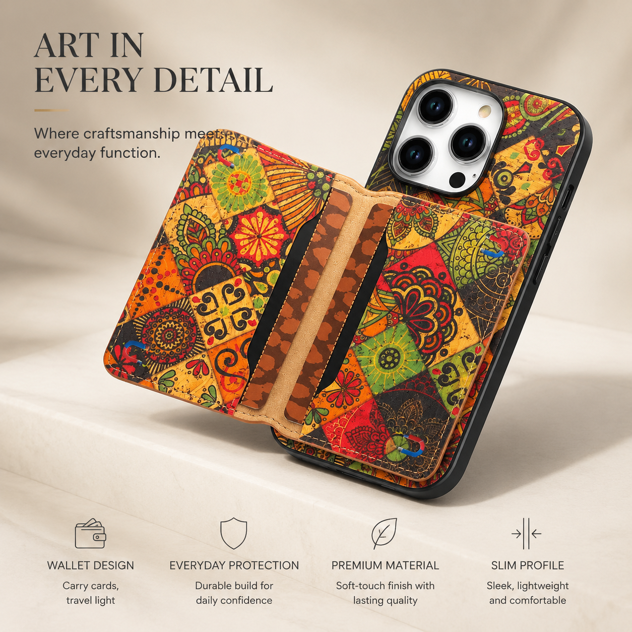 Premium iPhone Case Flower Pattern Leather Wallet Cover Magnetic Closure Card Holder Stand Function Shockproof Protective Flip Case Full Coverage Design