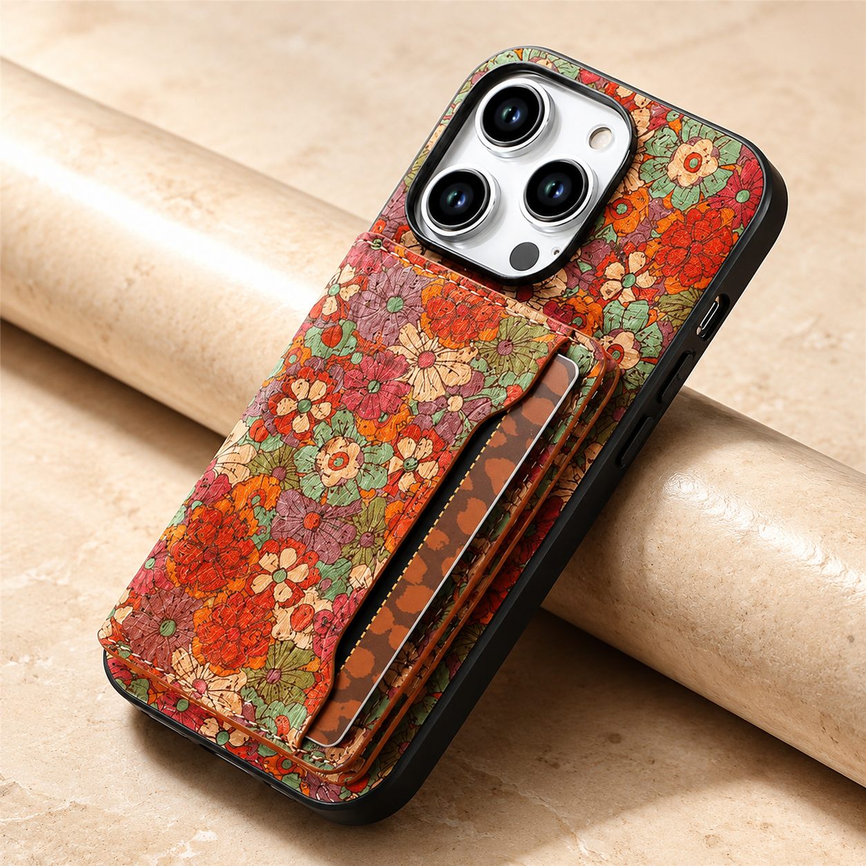 Premium iPhone Case Flower Pattern Leather Wallet Cover Magnetic Closure Card Holder Stand Function Shockproof Protective Flip Case Full Coverage Design