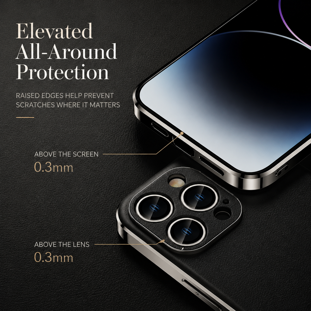 Premium iPhone Case Genuine Cowhide Leather Plated Frame Shockproof Protective Cover Full Lens Protection Camera Guard Slim Luxury Design