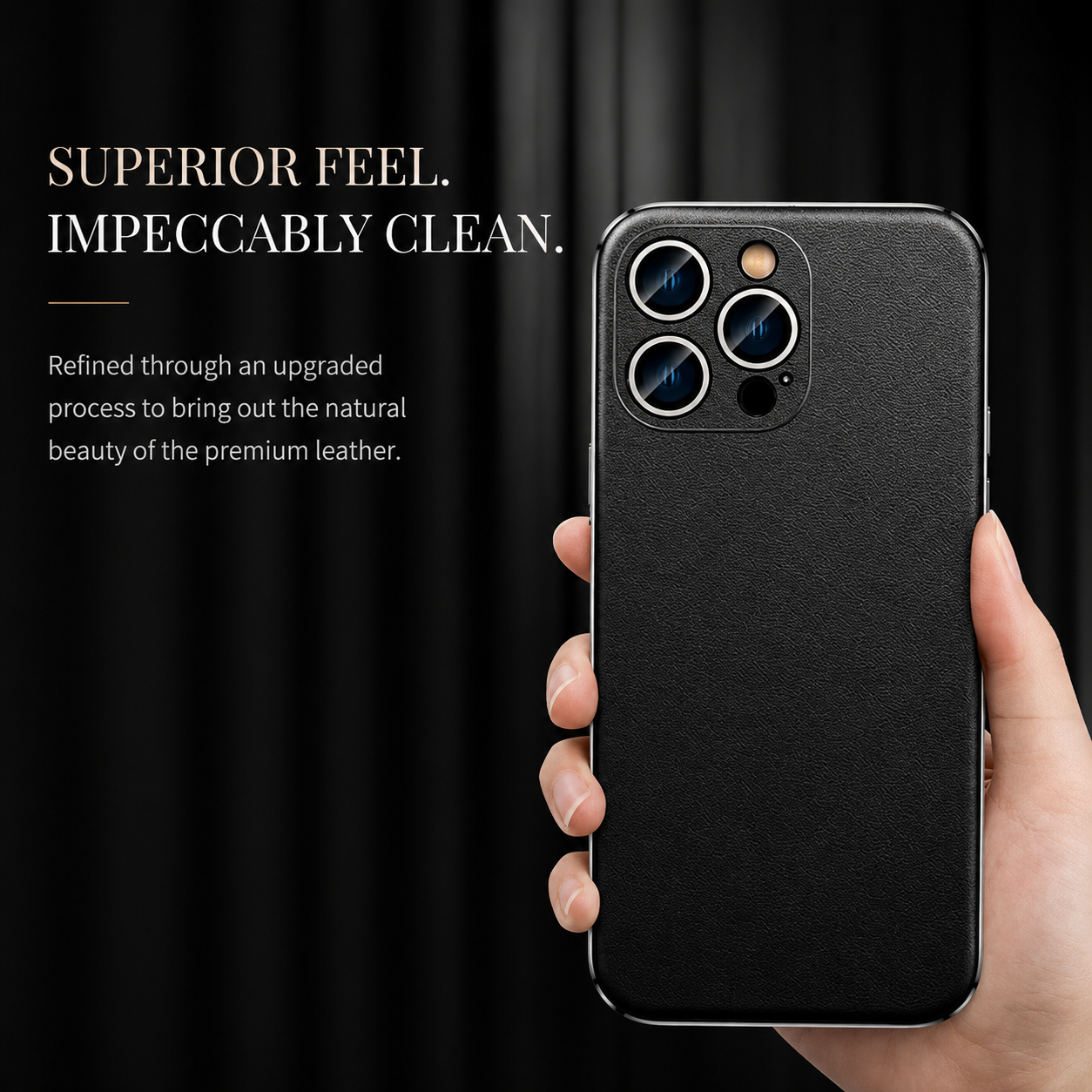 Premium iPhone Case Genuine Cowhide Leather Plated Frame Shockproof Protective Cover Full Lens Protection Camera Guard Slim Luxury Design