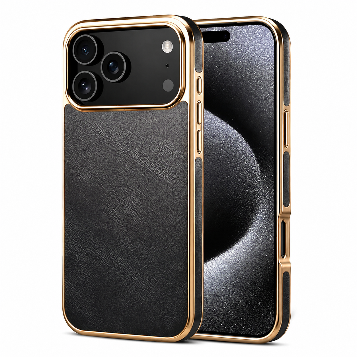 Premium iPhone Case Genuine Cowhide Leather Protective Cover Electroplated Frame Shockproof Non Slip Heat Resistant Scratch Resistant Slim Full Coverage