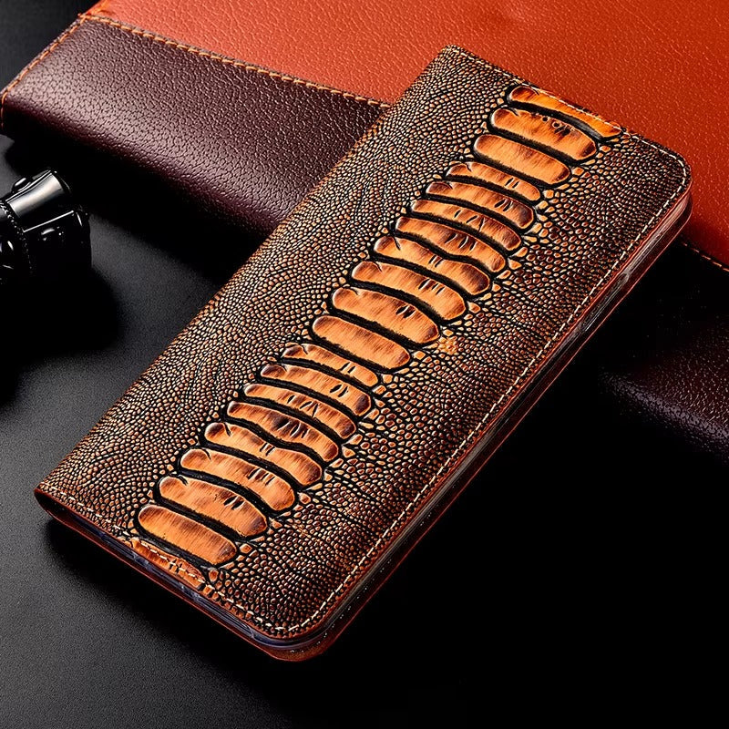 Premium iPhone Case Genuine Leather Flip Wallet Cover Card Holder Stand Magnetic Closure Shockproof Protective Case Full Coverage Slim Design