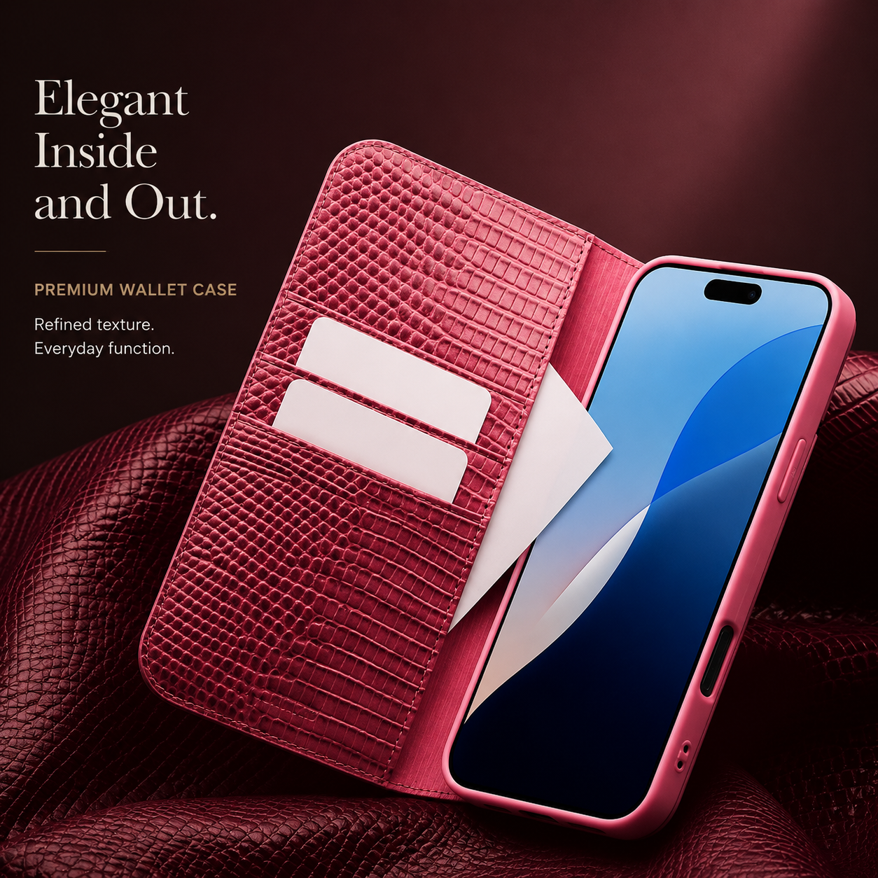 Premium iPhone Case Genuine Leather Flip Wallet Cover Cowhide Crocodile Grain Card Holder Stand Shockproof Protective Case Magnetic Closure Full Coverage
