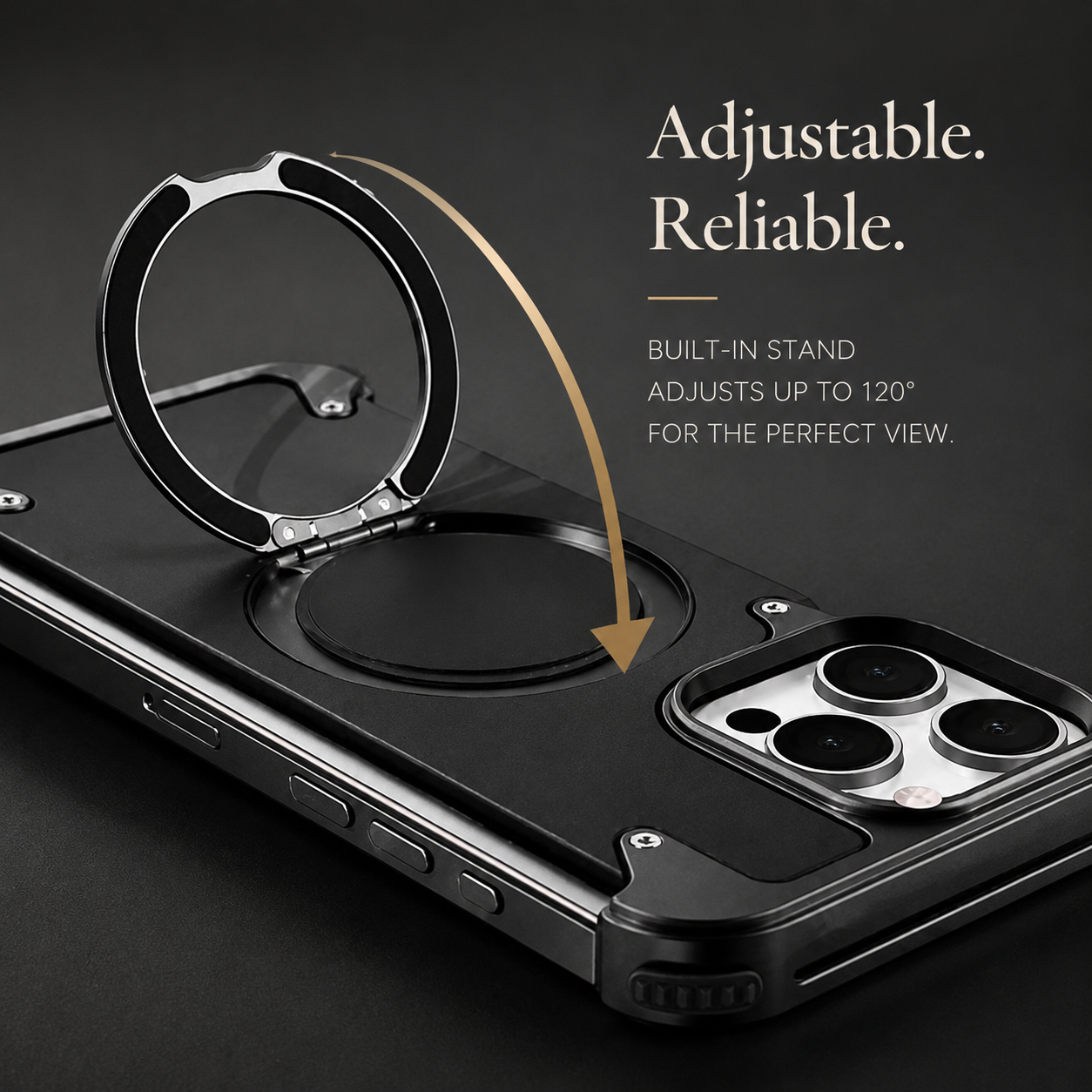 Premium iPhone Case Genuine Leather MagSafe Compatible Protective Cover Rotating Magnetic Stand Ring Shockproof Anti Drop Full Coverage