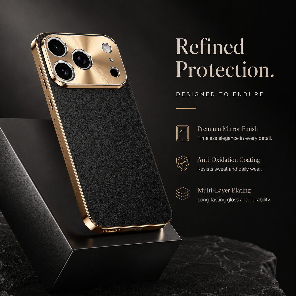 Premium iPhone Case Genuine Leather Magnetic Cover MagSafe Compatible Rotating Ring Stand Shockproof Frameless Camera Lens Protection Anti Scratch Slim Design