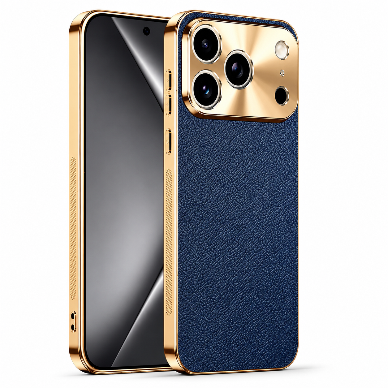Premium iPhone Case Genuine Leather Magnetic Cover MagSafe Compatible Rotating Ring Stand Shockproof Frameless Camera Lens Protection Anti Scratch Slim Design