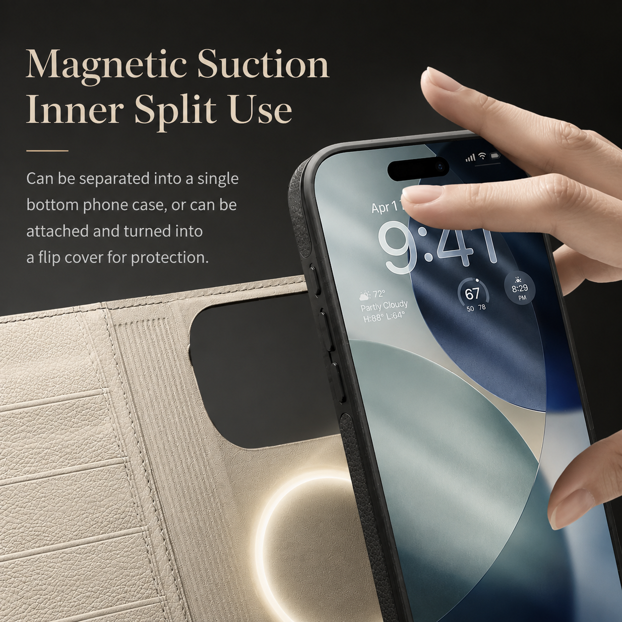 Premium iPhone Case Genuine Leather Wallet Flip Cover Card Holder Horizontal Stand Camera Lens Protection Shockproof Anti Scratch Full Coverage Design