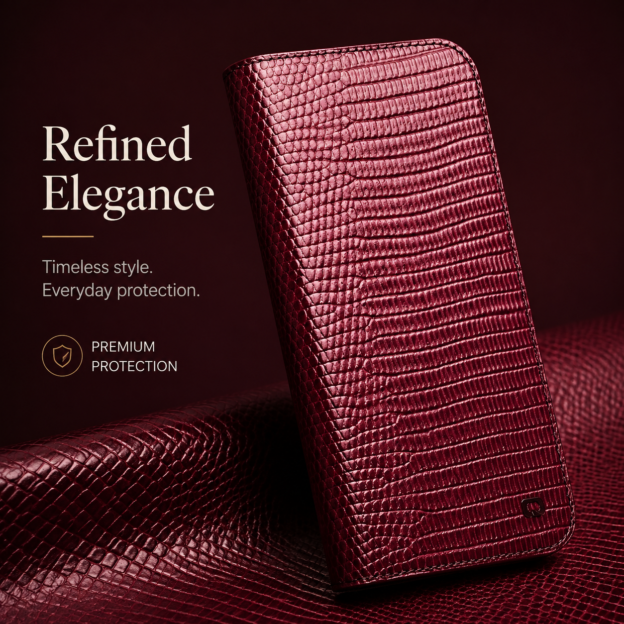 Premium iPhone Case Genuine Lizard Leather Flip Wallet Cover Magnetic Closure Kickstand Card Holder Shockproof Full Body Protection Design