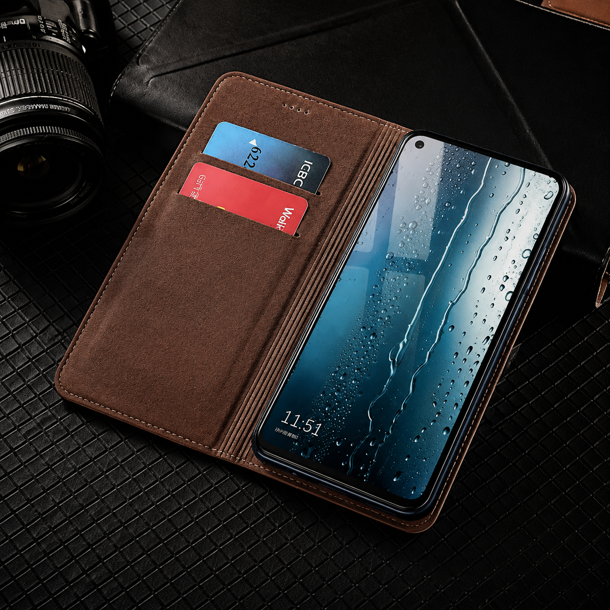 Premium iPhone Case Genuine Lizard Leather Flip Wallet Cover Magnetic Closure Kickstand Card Holder Shockproof Full Body Protection Design