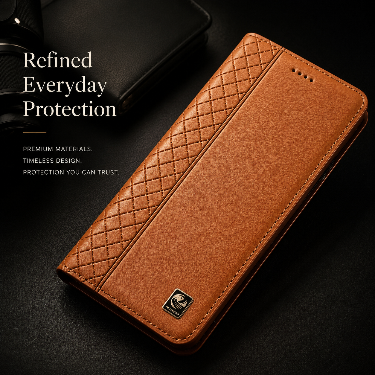 Premium iPhone Case Genuine Nappa Leather Wallet Flip Cover Card Holder Magnetic Closure Stand Function Shockproof Protective Business Design
