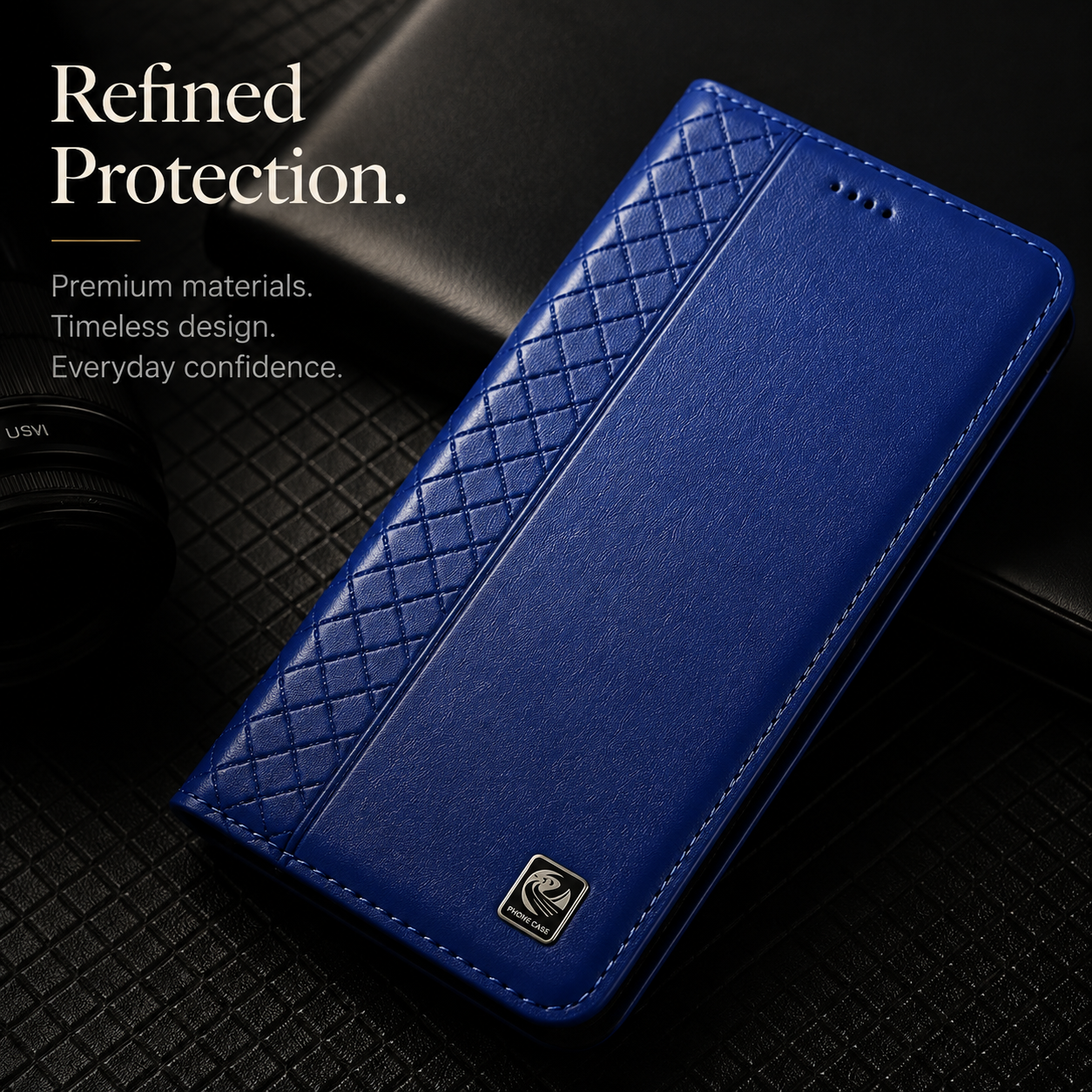 Premium iPhone Case Genuine Nappa Leather Wallet Flip Cover Card Holder Magnetic Closure Stand Function Shockproof Protective Business Design