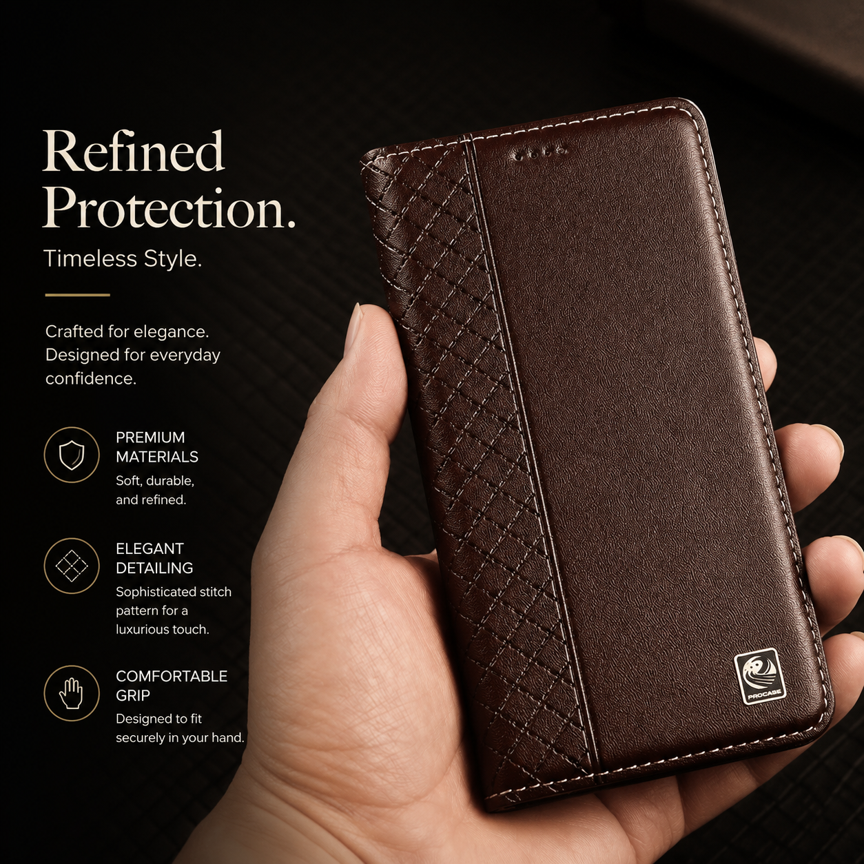 Premium iPhone Case Genuine Nappa Leather Wallet Flip Cover Card Holder Magnetic Closure Stand Function Shockproof Protective Business Design