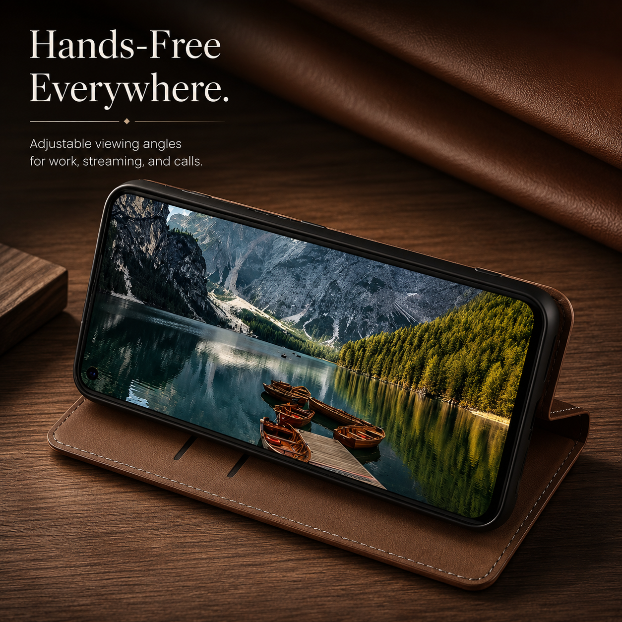 Premium iPhone Case Genuine Nappa Leather Wallet Flip Cover Card Holder Magnetic Closure Stand Function Shockproof Protective Business Design