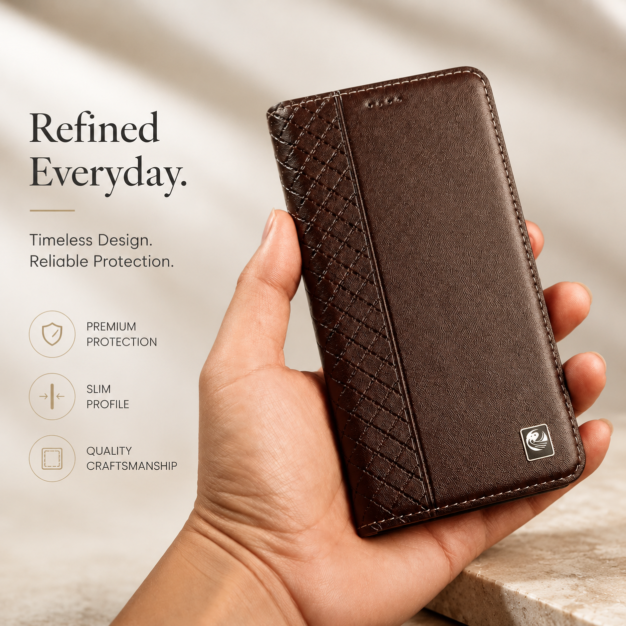 Premium iPhone Case Genuine Nappa Leather Wallet Flip Protective Cover Card Holder Magnetic Closure Kickstand Shockproof Full Body Business Design