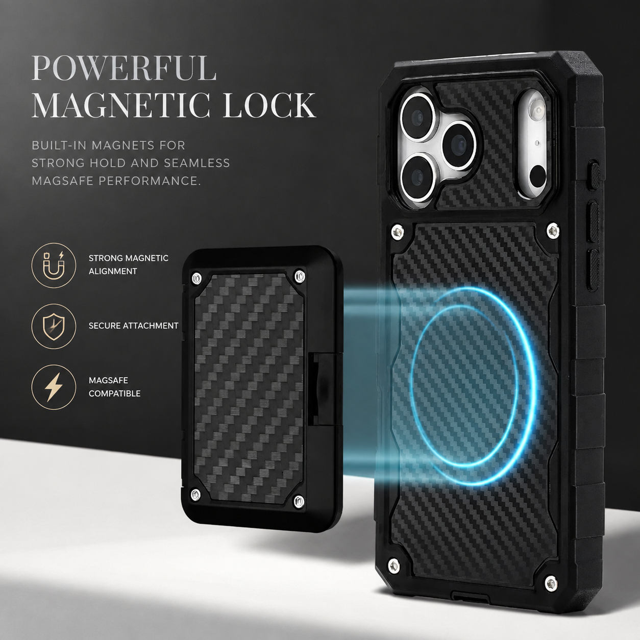 Premium iPhone Case Heavy Duty MagSafe Compatible Protective Cover Shockproof Military Grade Drop Protection Scratch Resistant Full Coverage