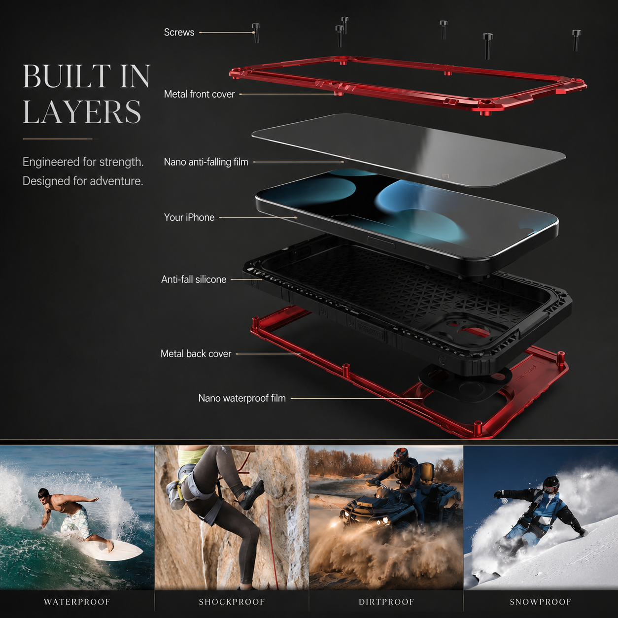 Premium iPhone Case IP68 Waterproof Armor MagSafe Cover Shockproof Full Body Protection Magnetic Rugged Protective Case Camera Lens Screen Guard