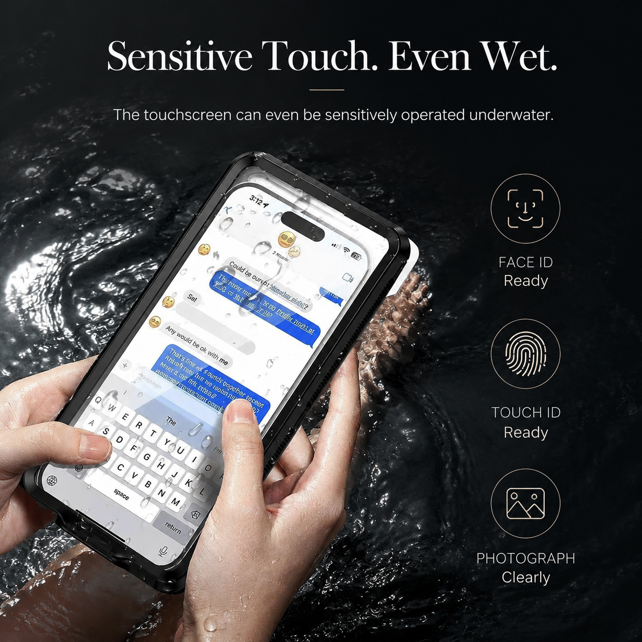 Premium iPhone Case IP68 Waterproof Full Body Protective Cover Shockproof Vacuum Seal Touchscreen Access Dustproof Underwater Protection