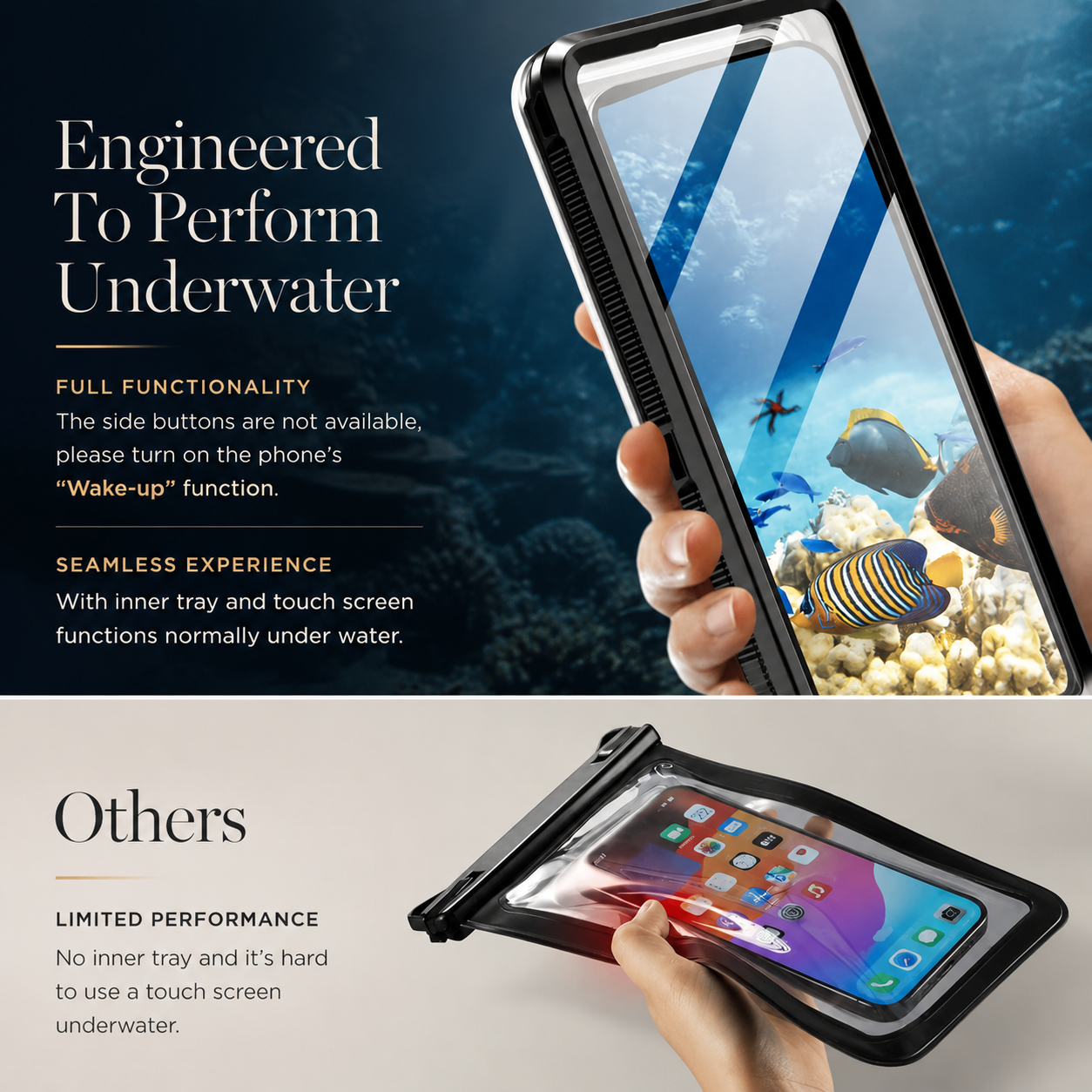 Premium iPhone Case IP68 Waterproof Full Body Protective Cover Shockproof Vacuum Seal Touchscreen Access Dustproof Underwater Protection
