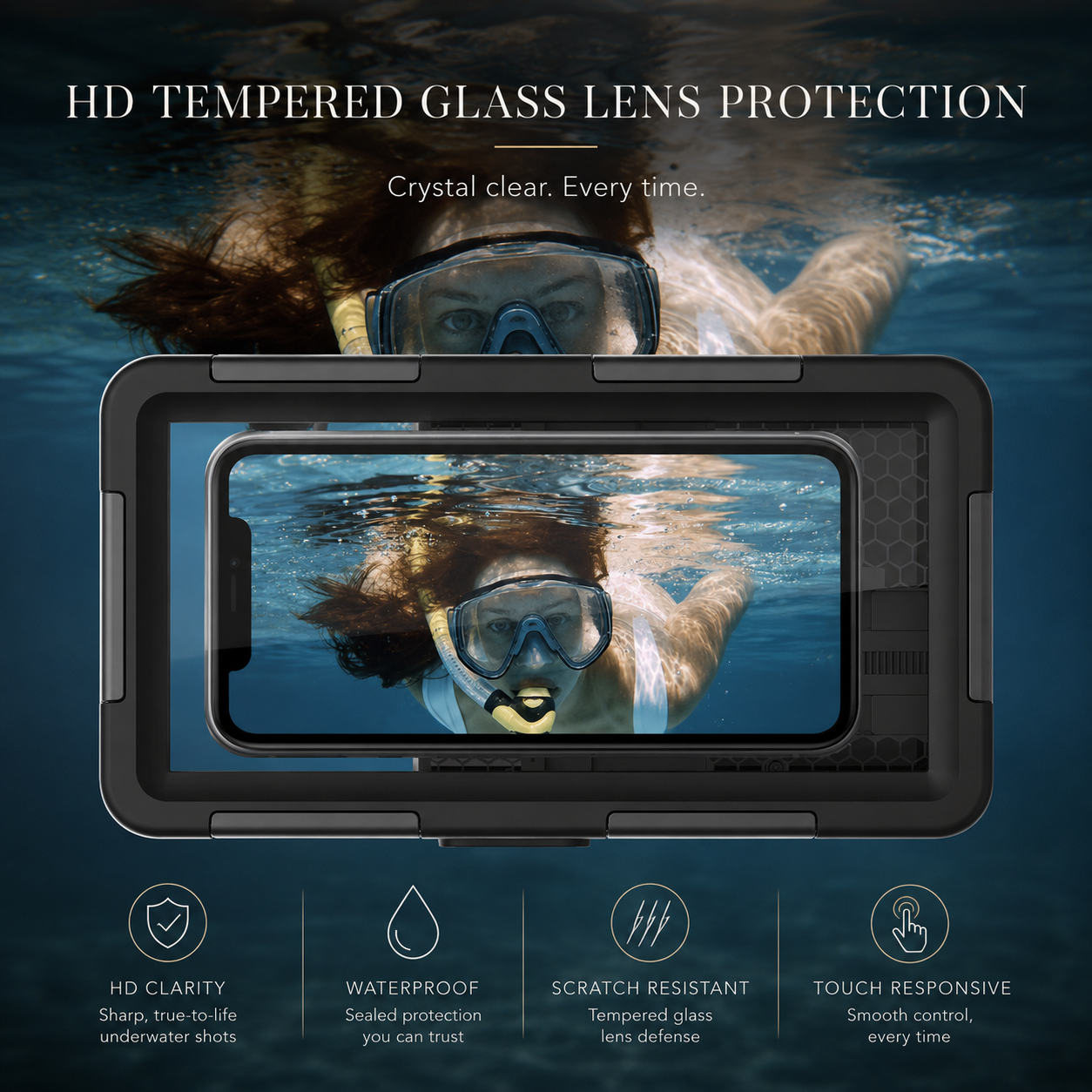 Premium iPhone Case IP68 Waterproof Shockproof Protective Cover Full Body Anti Scratch Dustproof Underwater Diving Secure Lanyard