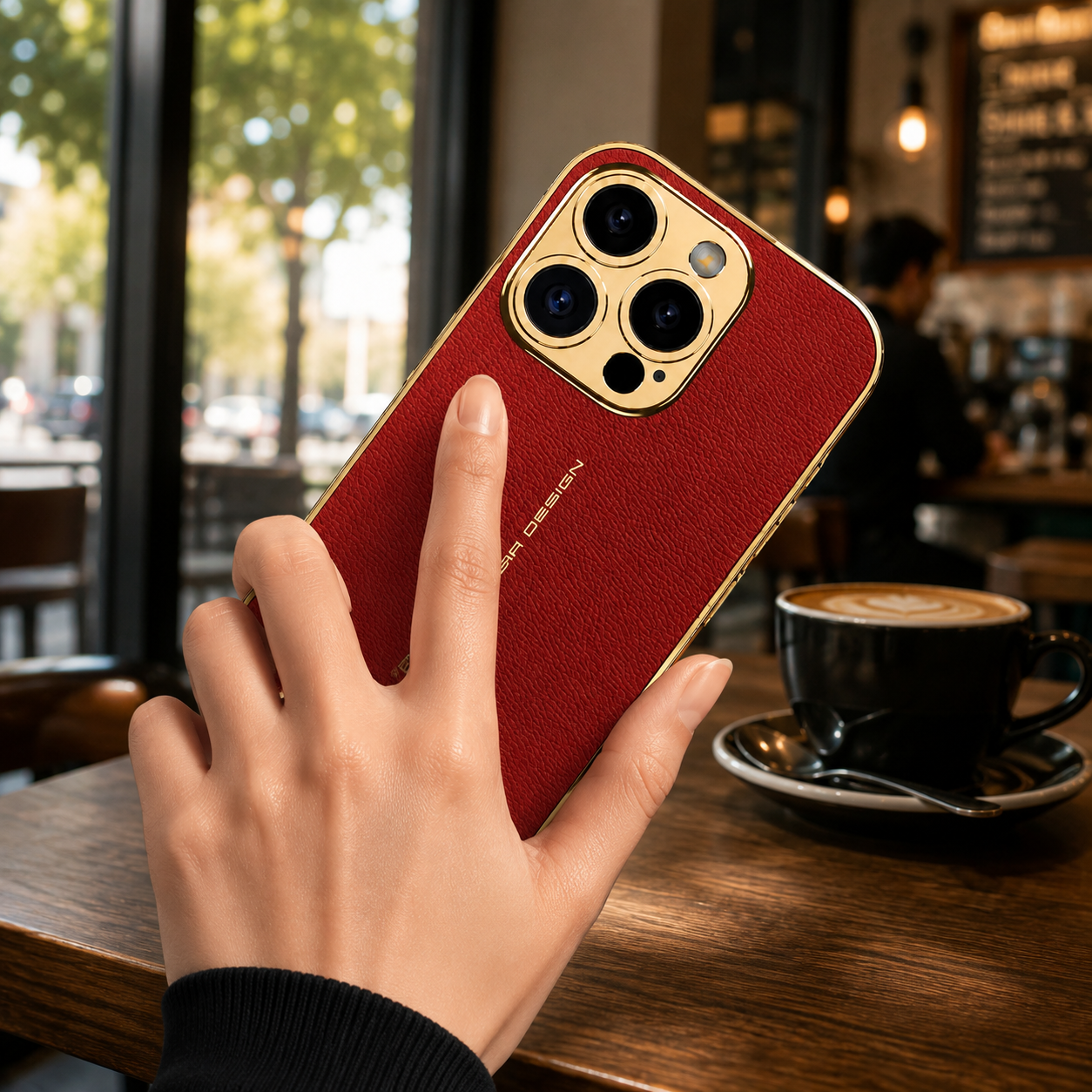 Premium iPhone Case Leather Back Cover Full Lens Protection Shockproof Anti Fingerprint Scratch Resistant Slim PC Design Protective Style