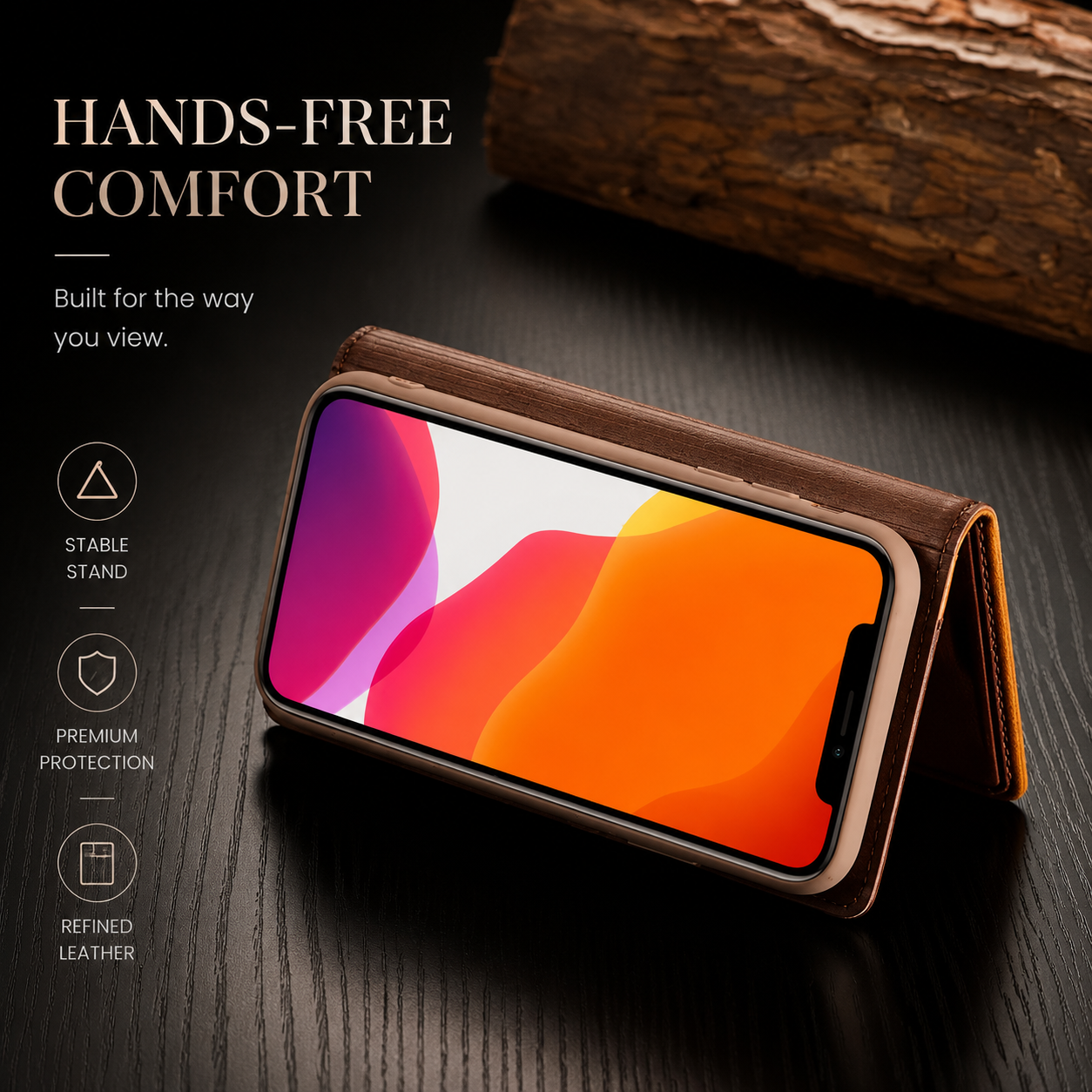Premium iPhone Case Leather Flip Wallet Cover MagSafe Compatible PU Leather Card Holder SIM Slot Magnetic Closure Shockproof Protective Design