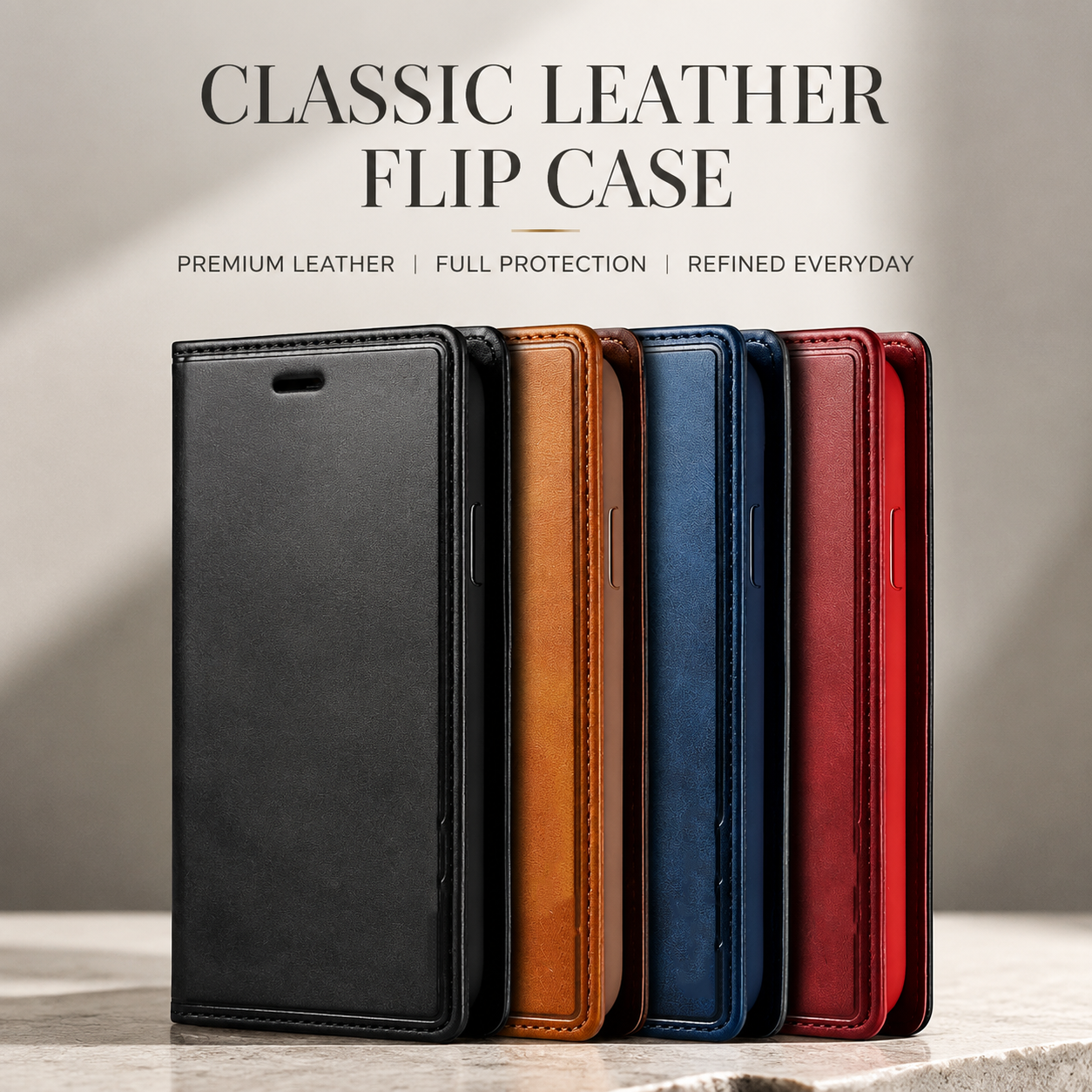 Premium iPhone Case Leather Flip Wallet Cover MagSafe Compatible PU Leather Card Holder SIM Slot Magnetic Closure Shockproof Protective Design
