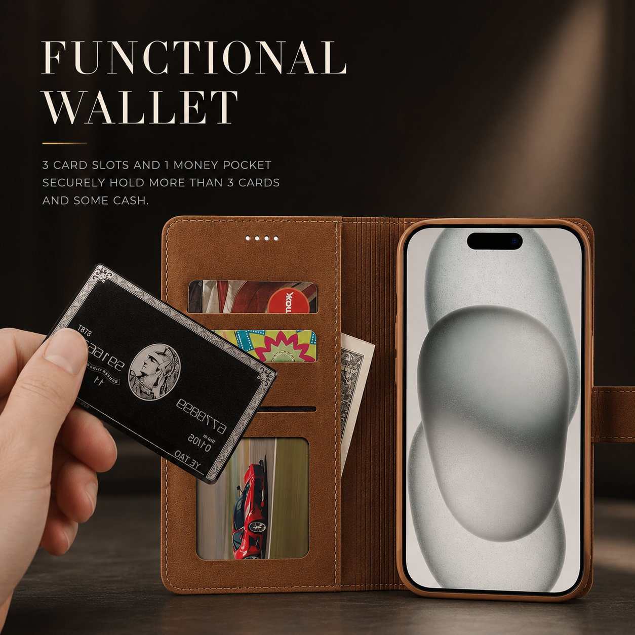 Premium iPhone Case Leather Wallet Cover Flip Card Holder Magnetic Closure Shockproof Protective Case Slim Full Coverage Screen Camera Protection Design