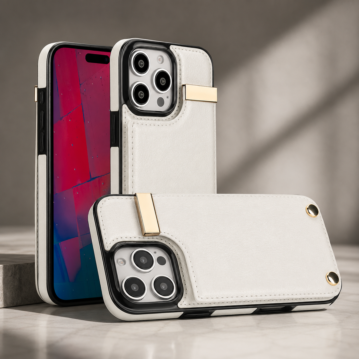 Premium iPhone Case Leather Wallet Cover Flip Card Holder Pocket Magnetic Closure Shockproof Protective Case Full Body Screen Camera Protection Slim Design