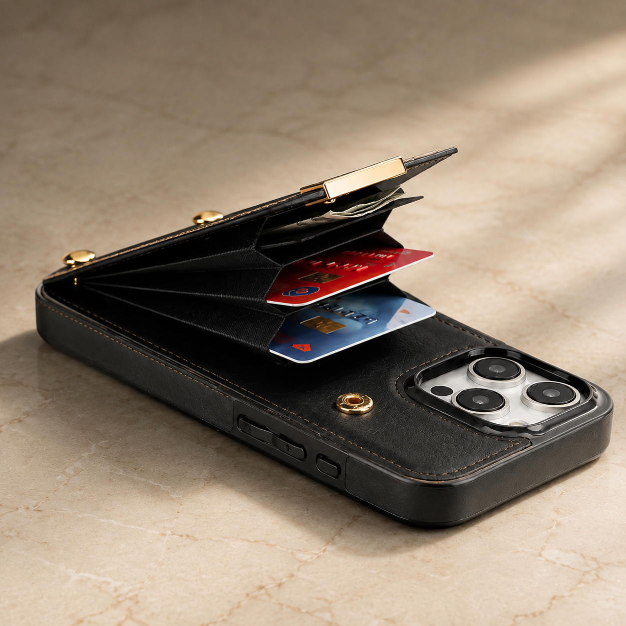 Premium iPhone Case Leather Wallet Cover Flip Card Holder Pocket Magnetic Closure Shockproof Protective Case Full Body Screen Camera Protection Slim Design