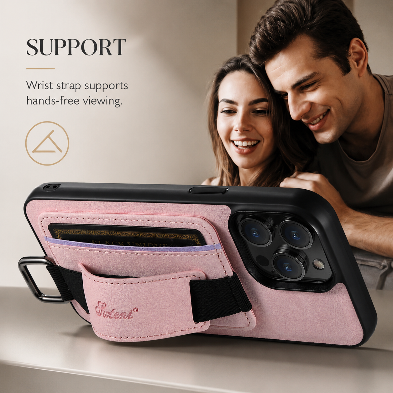 Premium iPhone Case Leather Wallet Cover PU Leather Card Holder Wrist Ring Magnetic Closure Shockproof Protective Slim Design