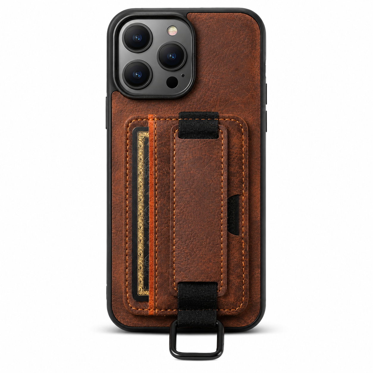 Premium iPhone Case Leather Wallet Cover PU Leather Card Holder Wrist Ring Magnetic Closure Shockproof Protective Slim Design