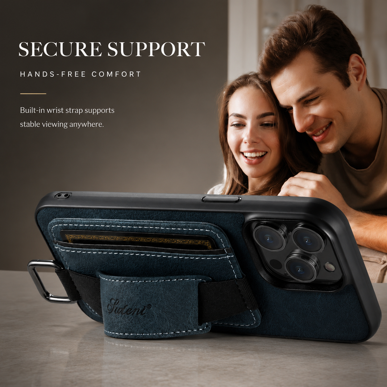 Premium iPhone Case Leather Wallet Cover PU Leather Card Holder Wrist Ring Magnetic Closure Shockproof Protective Slim Design