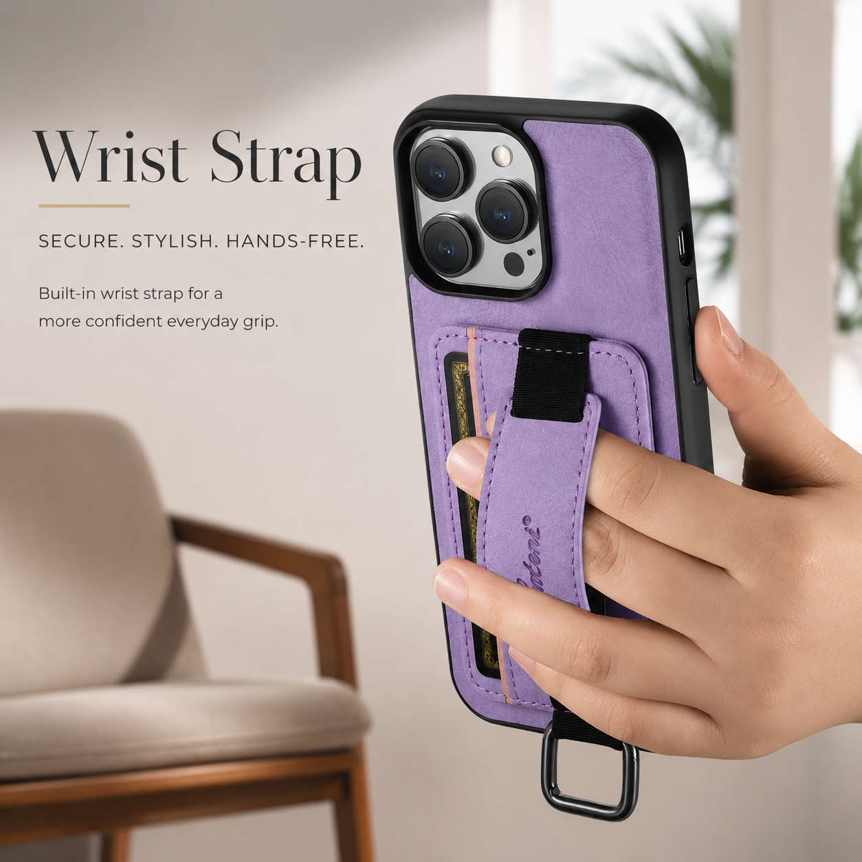 Premium iPhone Case Leather Wallet Cover PU Leather Card Holder Wrist Ring Magnetic Closure Shockproof Protective Slim Design