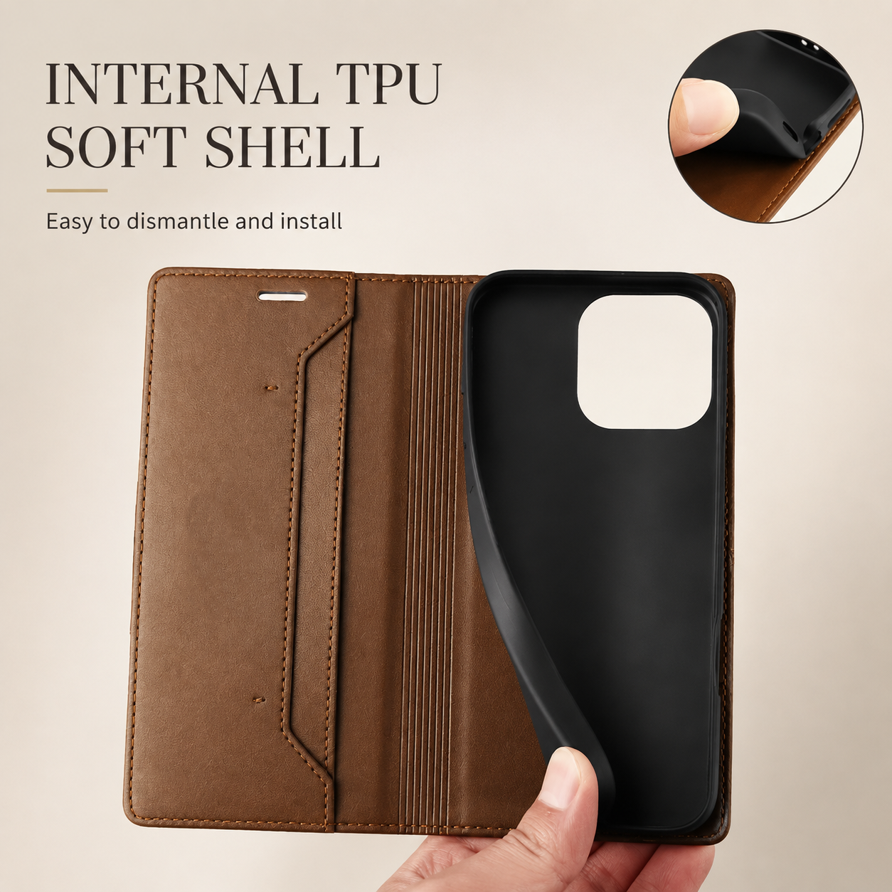 Premium iPhone Case Leather Wallet Flip Cover RFID Card Holder Magnetic Protective Case Shockproof Kickstand Anti Fingerprint Full Coverage