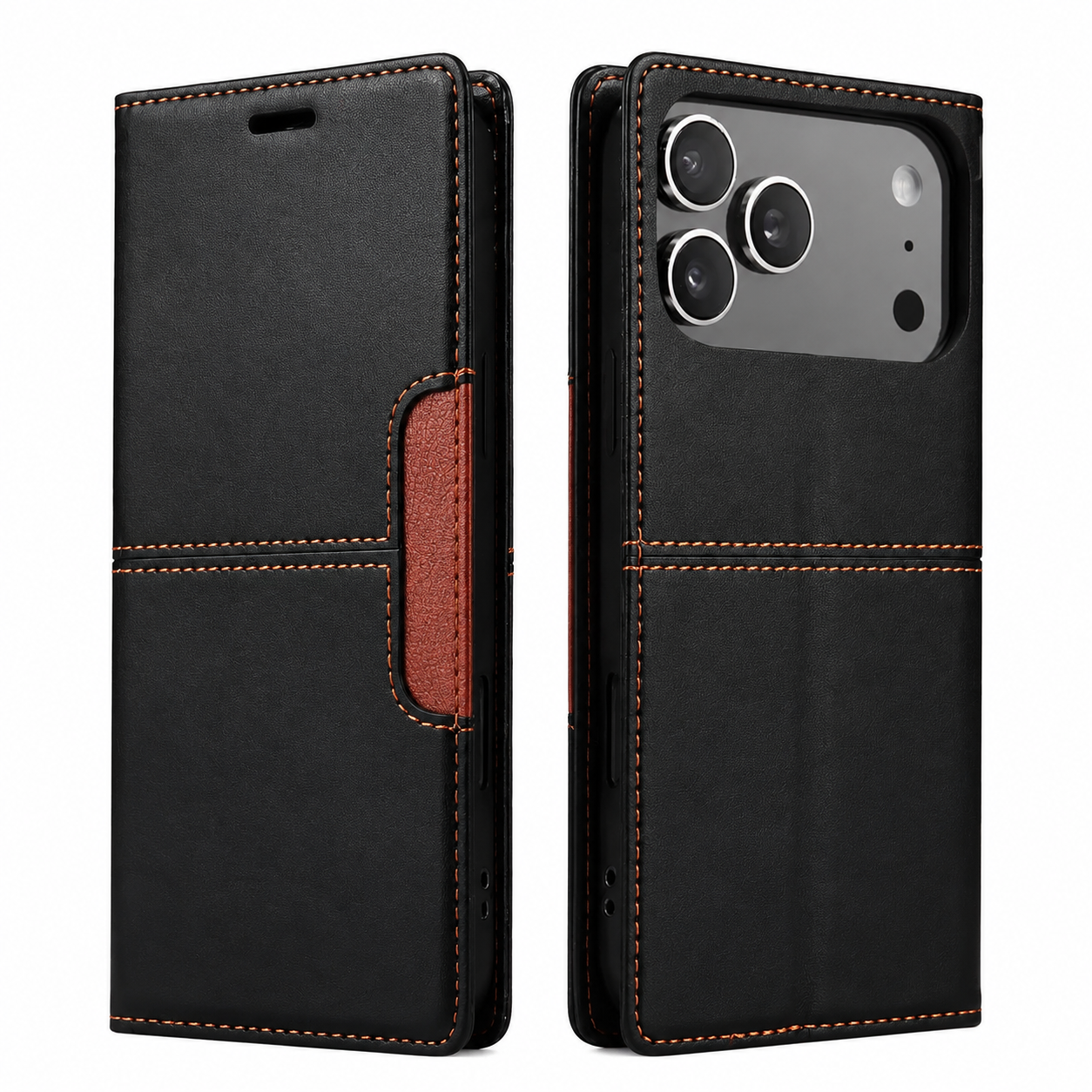 Premium iPhone Case Leather Wallet Flip Cover RFID Card Holder Magnetic Protective Case Shockproof Kickstand Anti Fingerprint Full Coverage